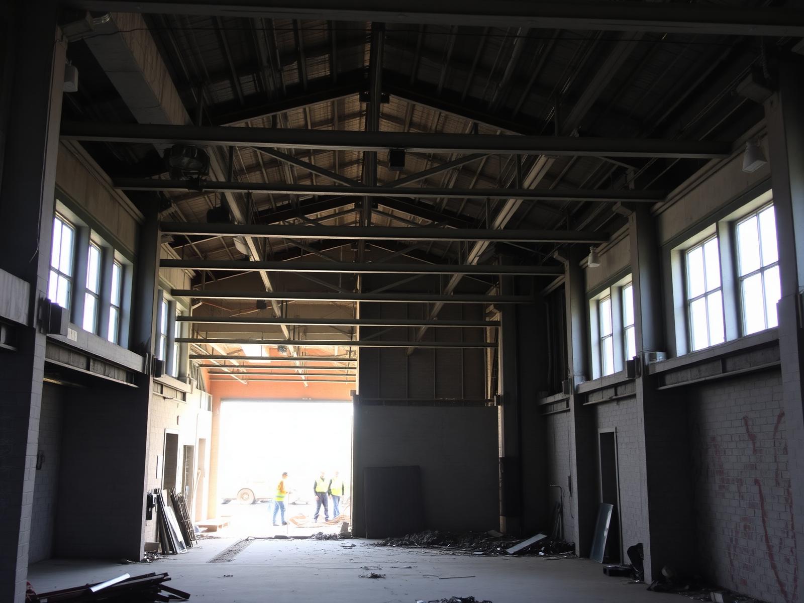 SSR site team working inside a partially demolished commercial building